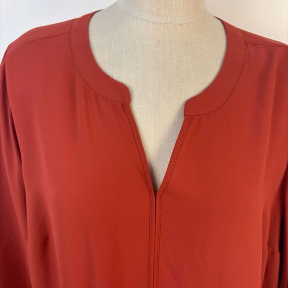 41 Hawthorne Womens 3X Karie Split Neck Blouse Tunic Top Shirt Career - Picture 4 of 10